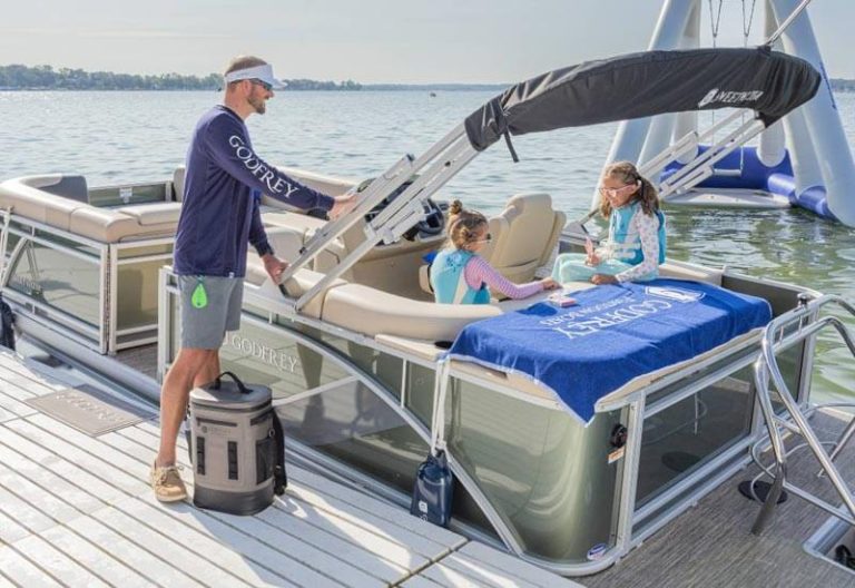 Godfrey pontoon on dock 768x528